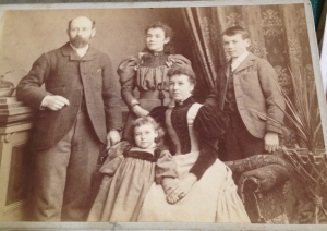 From left: Walter Whitson Laurie, Eliza Laurie (back, middle), James Laurie (back, right); Annie Laurie (front, standing) and Isabella Patterson Laurie (front, sitting). 
